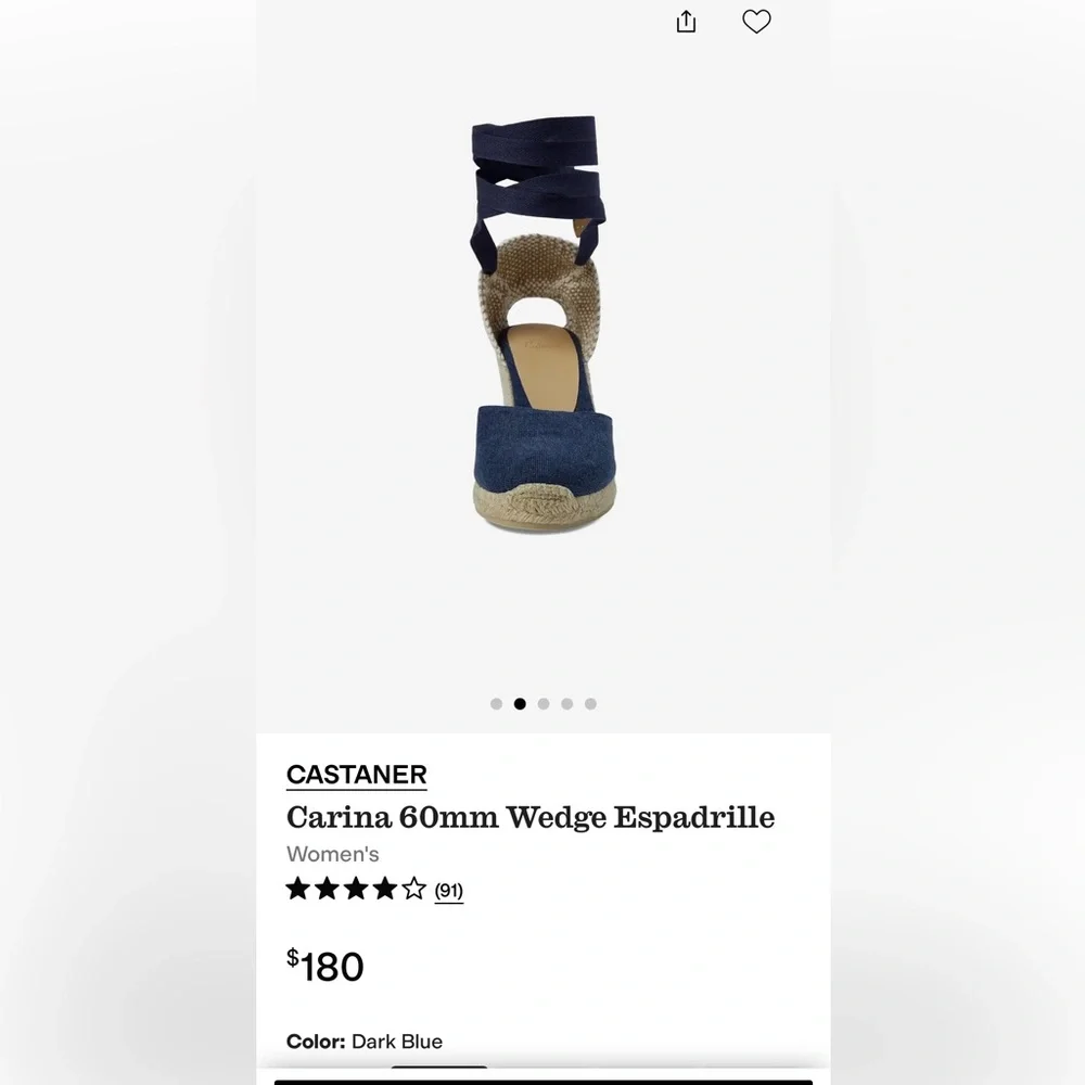 Castaner Dark Blue Carina 60mm Wedge Espadrille